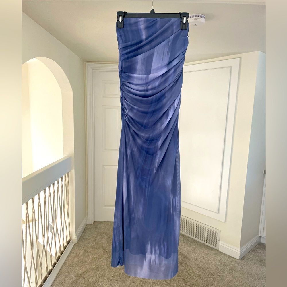 Zara blue mesh and ruched blue dress with built in corset size S